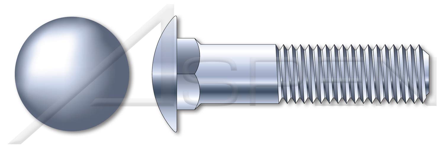 (100 pcs) M8-1.25 X 40mm, DIN 603 / ISO 8677, Metric, Carriage Bolts, Round Head, Square Neck, Class 8.8 Steel, Zinc Plated