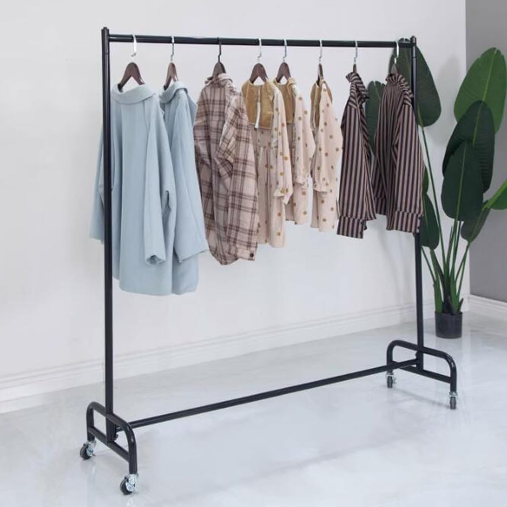 Clothing Rack, Floor Standing Heavy Duty Metal Garment Racks, Clothes Rack Display Stand with Wheels, for Boutique Shops Retail Stores and Home Storage,Black-a-100x40x135cm