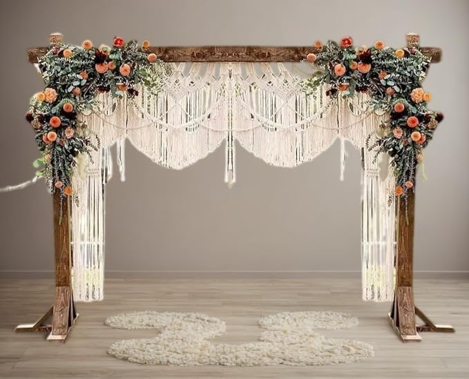 Macrame Wall Decor Hanging - Bohemian Home Geometric Art Decor - Macrame Curtain-Macrame Wedding Backdrop for Christmas & Decorations (W 100 X L 85)