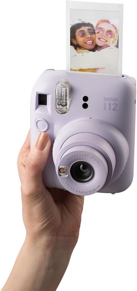 Fujifilm INSTAX MINI 12 Instant Film Holiday Camera Bundle (Lilac Purple) with Instax Mini Film (10 exposures) + Four AA Batteries & Cleaning Cloth (9 Items)