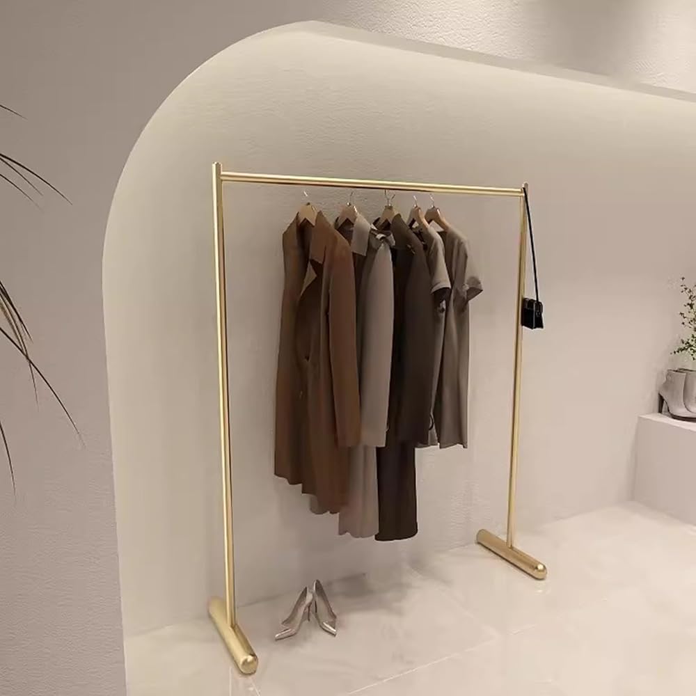 Rack Heavy Duty Clothing Racks for Hanging Clothes, Gold Metal Clothes Rail for Bedroom and Office, Single Rod Coat Rack and Clothes Organizer, Commercial Clothes Display(Size:100X40X160CM)