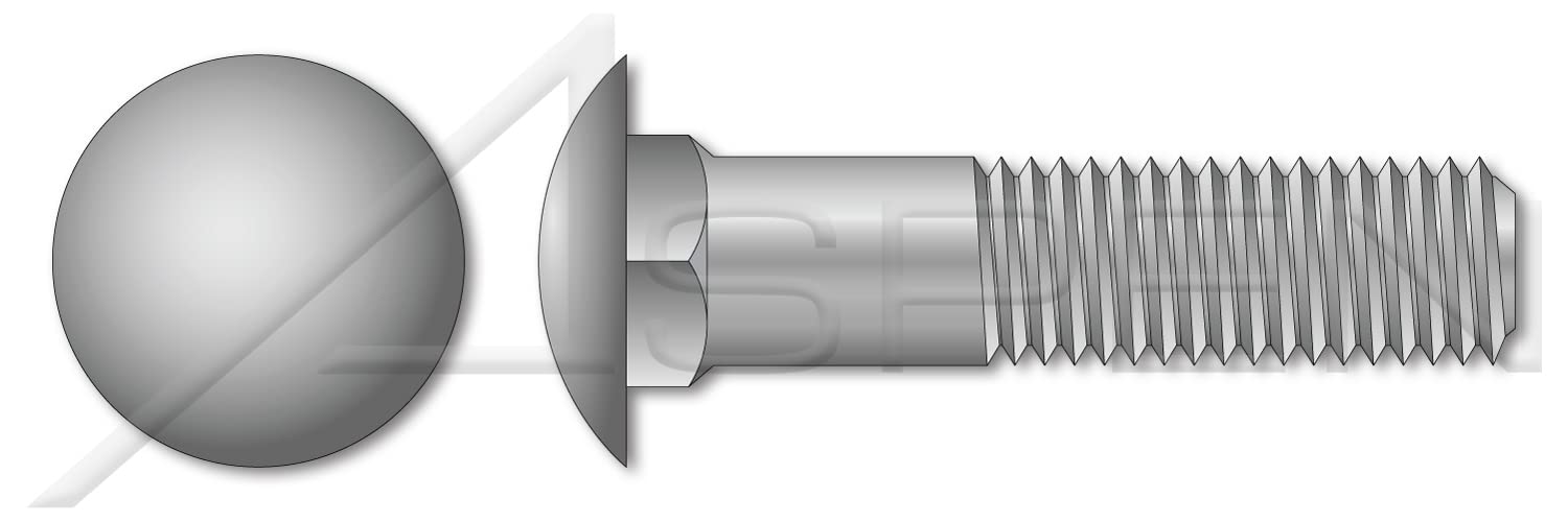 (1000 pcs) 1/4'-20 X 7, Carriage Bolts, Round Head, Square Neck, Undersized Body, Part Thread, A307 Steel, Hot Dip Galvanized