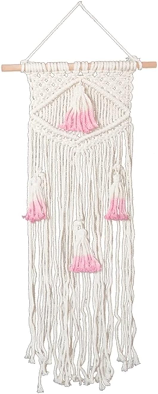Tapestry Macrame Wall Hanging Tapestry Handwoven Art Macrame Tapestry with Tassel Wedding Home Backdrop Decoration (Ivory)