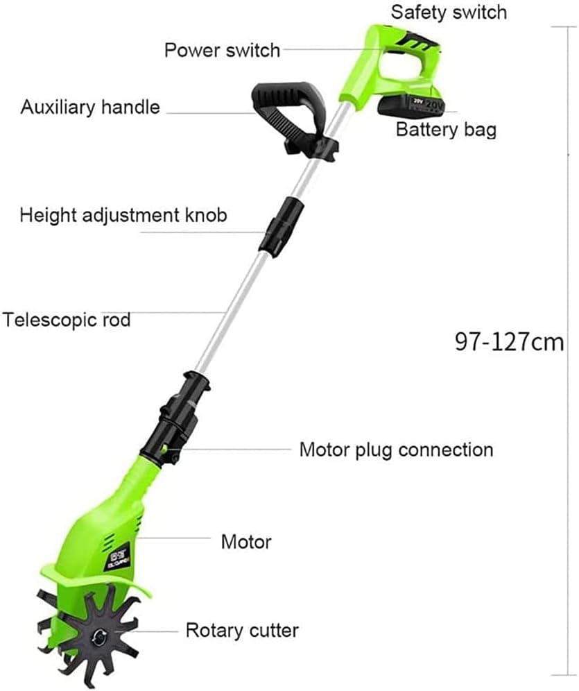 Garden Tiller, Electric Cordless Hand Tiller Cultivator with 4000mAh Rechargeable Lithium Battery and Charger