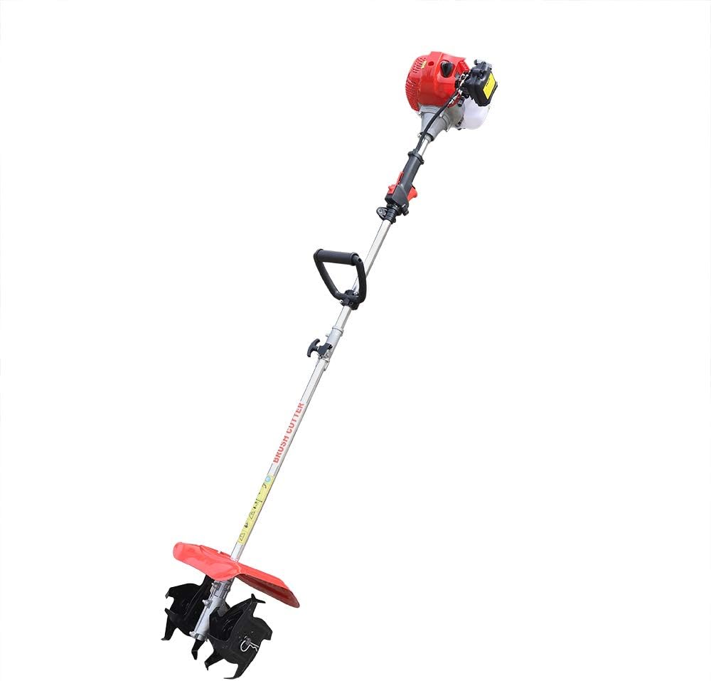 Mini Tiller Cultivator - 42.77CC 1.25KW Two-Stroke Gas-Powered Hand Push Tiller Cultivator w/Air-Cooled System - 4 Blades Tilling Deepth 9M US