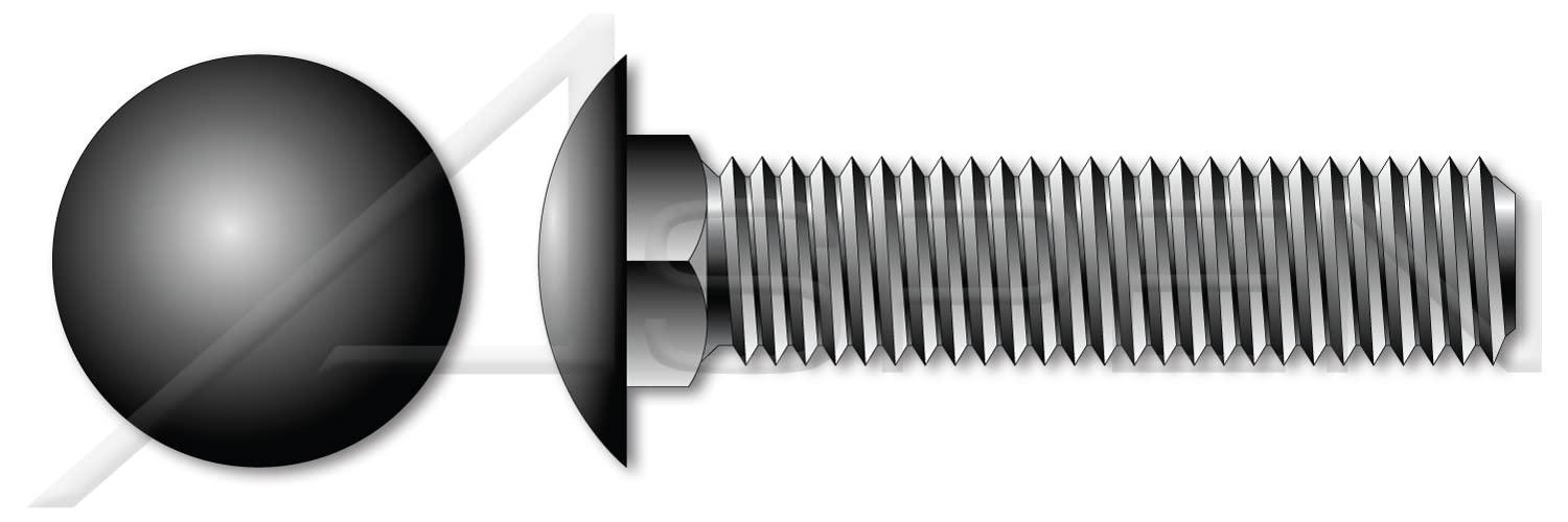 (6000 pcs) #10-24 X 5/8', Carriage Bolts, Round Head, Square Neck, Full Thread, A307 Steel, Black Oxide