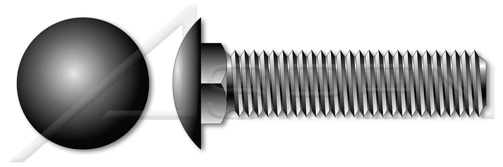 (1000 pcs) 1/4'-20 X 1-1/2', Carriage Bolts, Round Head, Square Neck, Full Thread, A307 Steel, Black Oxide
