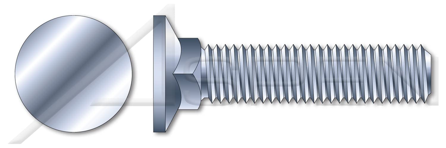 (900 pcs) 1/4'-20 X 2-1/2', Carriage Bolts, Flat Head, Square Neck, Full Thread, A307 Steel, Zinc