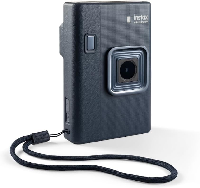 FUJIFILM instax mini LiPlay+ (Midnight Blue) Hybrid Instant Camera Bundle with 20 Exposures Instant Film + Instax Mini Album, Borders, Stickers & Clips + Microfiber Cleaning Cloth (4 Items)