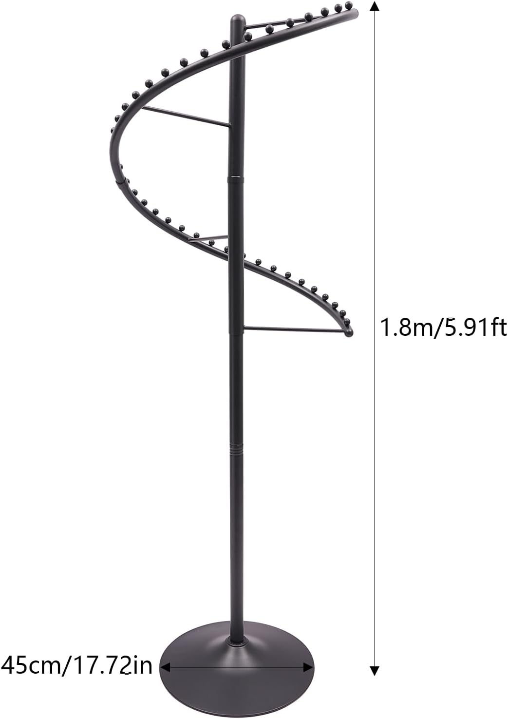 Spiral Rotating Clothing Rack, Freestanding Garment Rack Metal Coat Rack Retail Display Stand Black Hanger Shelf for Clothes Dresses Bags Scarves
