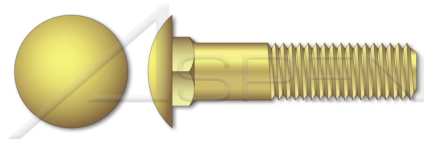 (50 pcs) M8-1.25 X 50mm, DIN 603 / ISO 8677, Metric, Carriage Bolts, Round Head, Square Neck, Brass