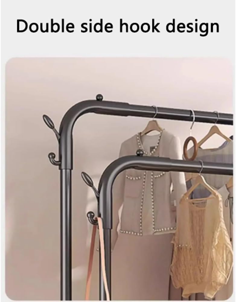 Clothes Rack, Clothes Rack Floor-Standing Bedroom Clothes Rack, Hanging Rack, Drying Rack, Balcony Storage Rack Coat Rack, Double Pole Drying Rack(110cm)