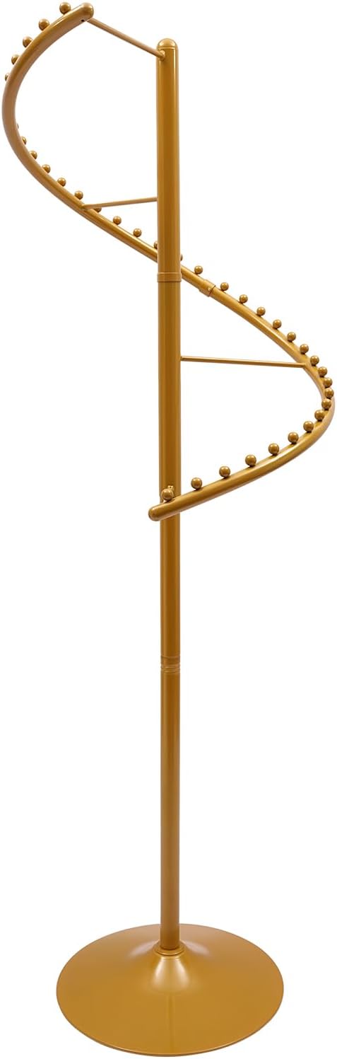Rotating Clothing Rack 360° Spiral Clothing Rack Floor Standing Spiral Rotating Garment Racks Retail Clothes Display Stand for Bedrooms, Laundry Rooms, Retail Stores (5.91ft, Gold)