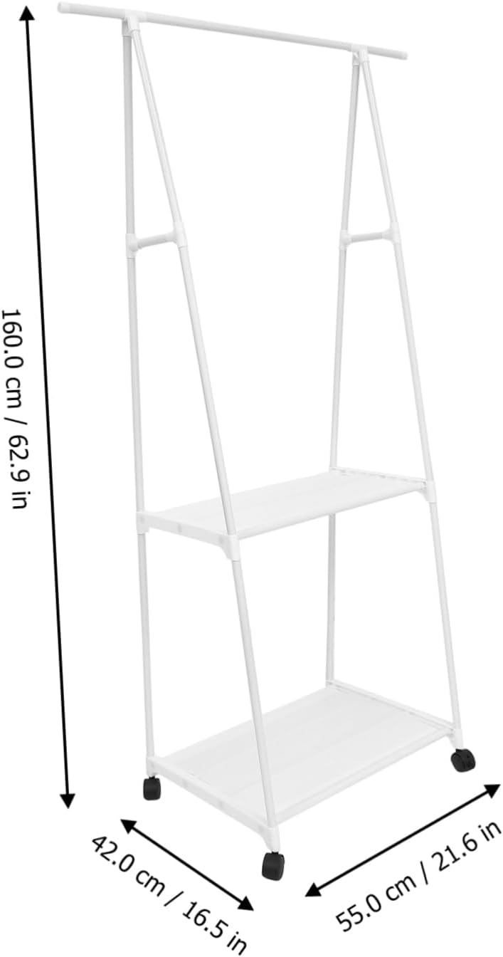 ULTECHNOVO Freestanding Iron Clothes Rack Wheels Adjustable Bedroom Garment Organizer Sturdy Storage Holder for Coats and Hats Portable Clothing Stand for Easy Assembly
