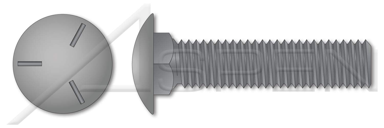 (2000 pcs) 5/16'-18 X 5/8', Carriage Bolts, Round Head, Square Neck, Undersized Body, Full Thread, Grade 5 Steel, Plain