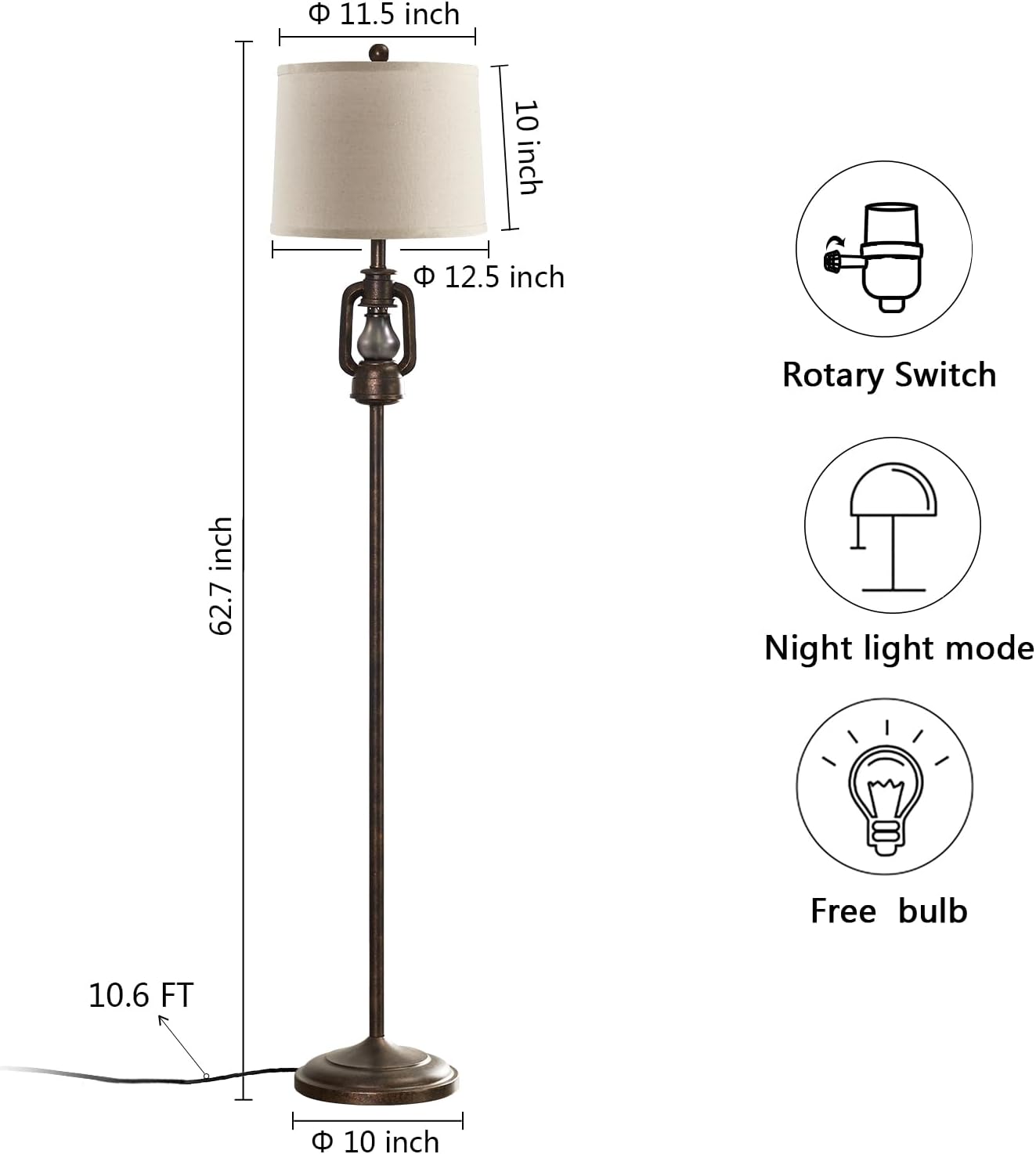 New - Same Matching Floor Lamp - 63'' Floor Lamp + 25'' Lantern Table Lamps Set of 2