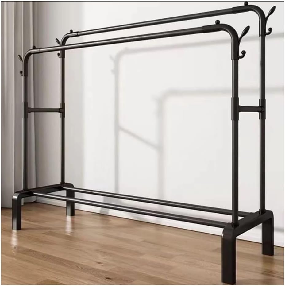 Clothes Rack, Clothes Rack Floor-Standing Bedroom Clothes Rack, Hanging Rack, Drying Rack, Balcony Storage Rack Coat Rack, Double Pole Drying Rack(110cm)