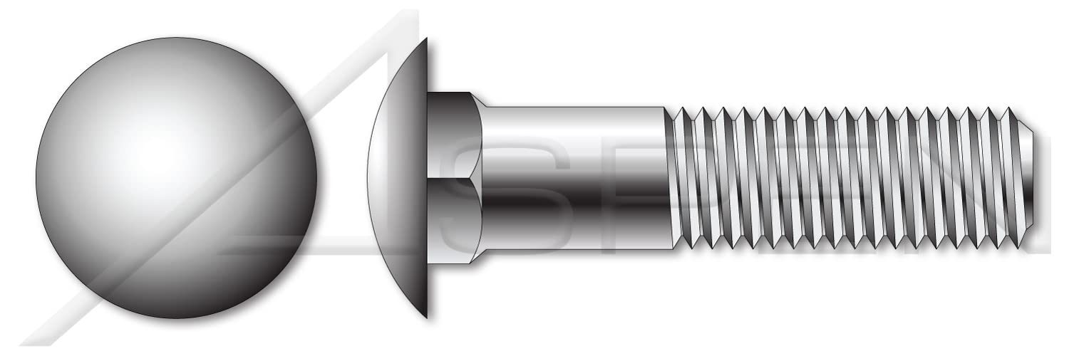 (500 pcs) #10-24 X 5/8', Carriage Bolts, Round Head, Square Neck, Stainless Steel