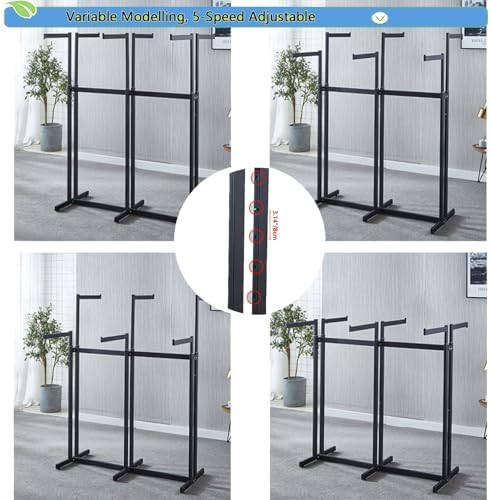 Heavy Duty Metal Garment Rack - Adjustable Way Retail Clothing Display with Shelves for Hanging Clothes (Gold)