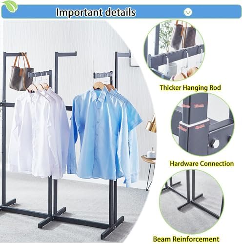 Heavy Duty Metal Garment Rack - Adjustable Way Retail Clothing Display with Shelves for Hanging Clothes (Gold)