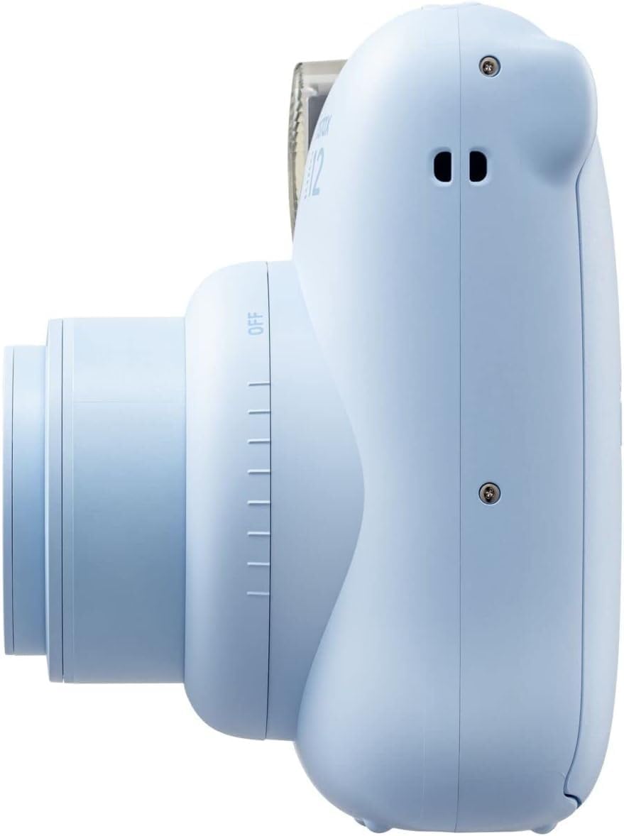 Fujifilm Instax Mini 12 Camera with Fujifilm Instant Mini Film (40 Sheets) Bundle with + Sunshine Photo Microfiber Cleaning Cloth (Pastel Blue)