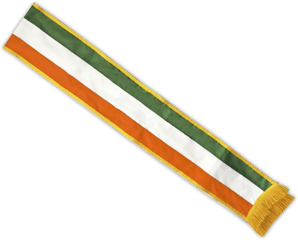 Gettysburg Flag Works 7' St. Patrick's Day Irish Tri-Color Parade Sash, Sewn Nylon, Made in USA