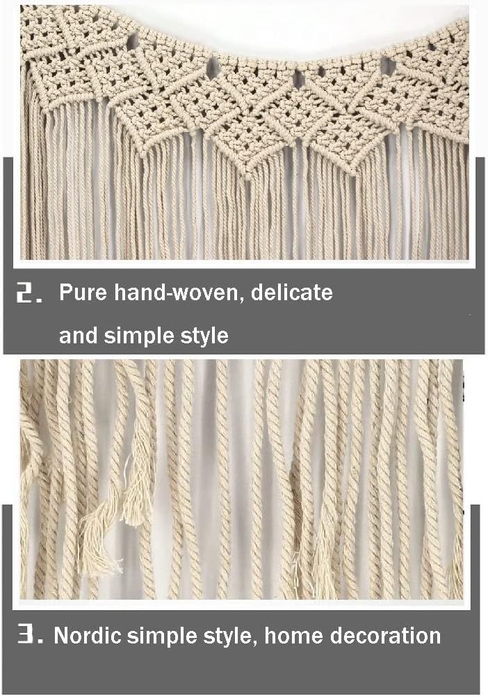 Macrame Wall Hanging Nordic Hand-Woven Tapestry, The Living Room Sofa Background Cloth, Simple Wall Hanging Painting of Homestay (Size : 130x90cm)