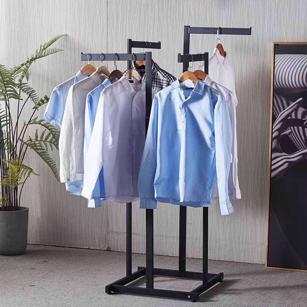 Industrial Pipe Clothing Rack, Adjustable Metal Clothing Store Display Stands, Floor-Standing Hanging Garment Rack, for Hanging Clothes,Black