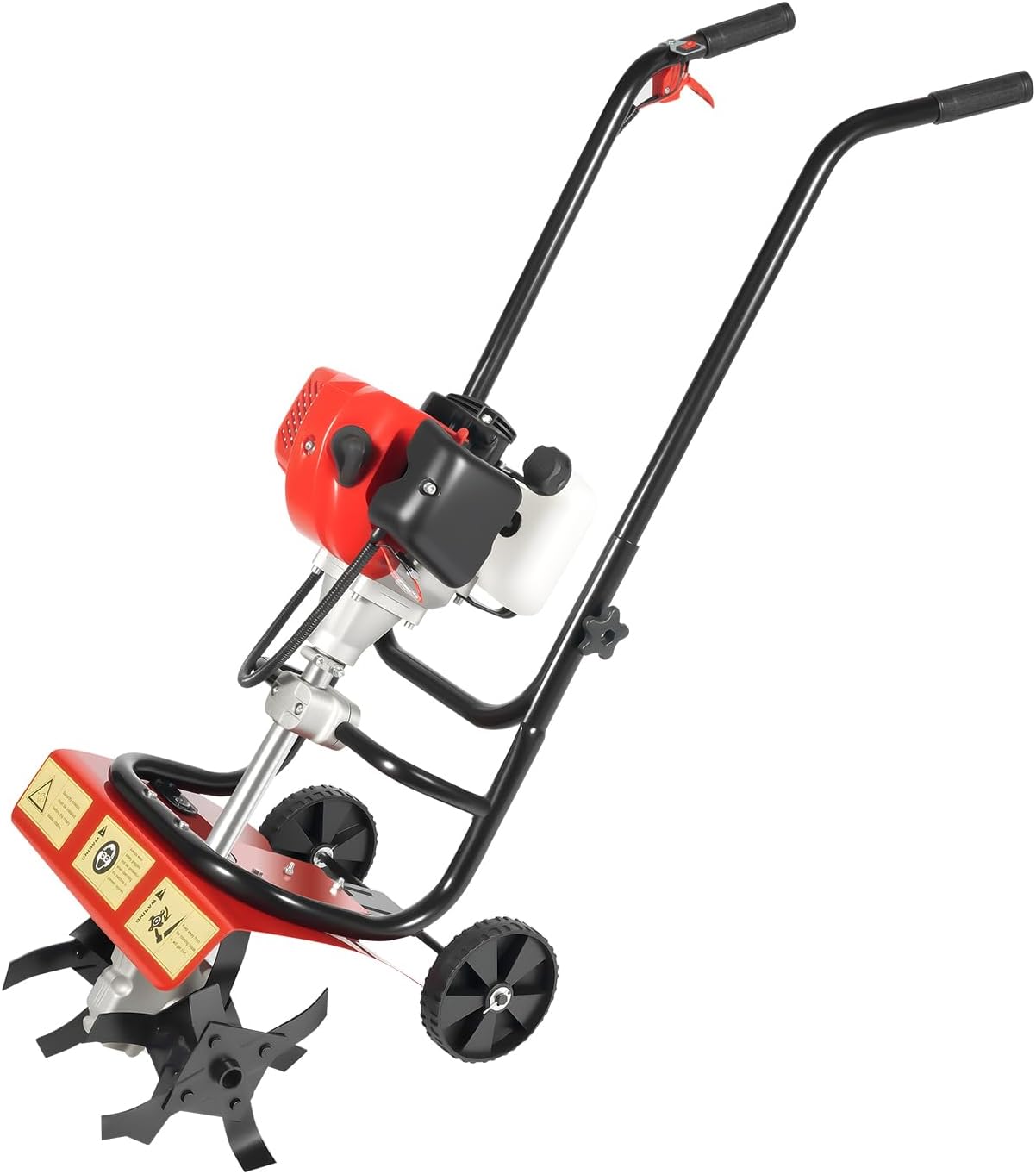 52CC 2-Stroke Gas Mini Tiller Cultivator 1.9KW, Manganese Steel Blades Rototiller for Garden Farm Soil Cultivation Weeding Planting, Hand-Pull Recoil Air-Cooled Gasoline Tiller