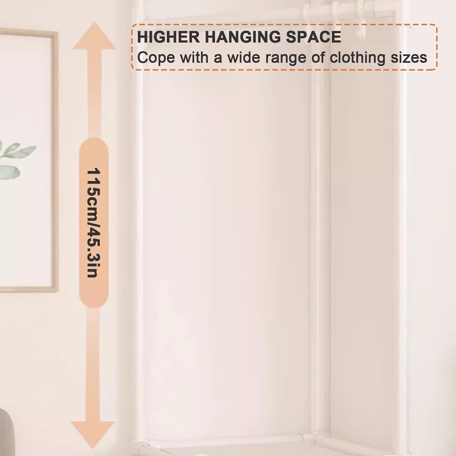 Coat Racks Free Standing,Garment Rack with Shelves,25mm Thicker Tube Diameter, Large Capacity Storage, with Double Shelves,can Be Used in The Bedroom,Entrance Hall,Living Room(White)