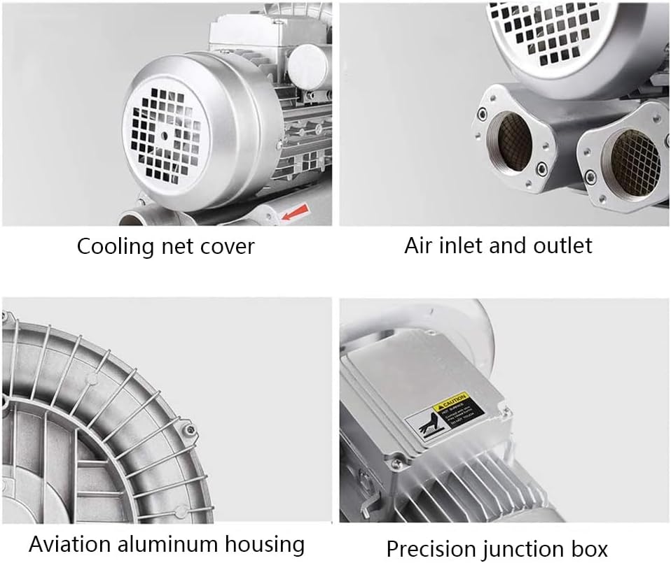 Regenerative Blower, Single Phase 110V 50Hz High-Pressure Vortex Ring Blower 0.33HP 0.47HP 0.5HP 0.74HP Industrial Vacuum Pump, for Air Blowing Or Suction(550W/0.74HP)