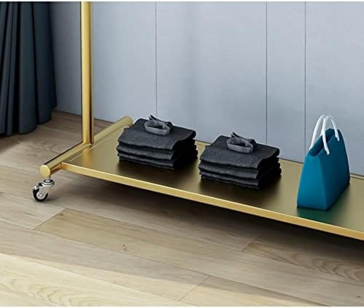 Garment Rack Modern Clothing Rack with Shelves On Wheels Commercial Grade Heavy Duty Metal Clothes Rails Freestanding Coat Rack for Bedrooms and Boutiques,Gold,120X40X165CM,Collector88