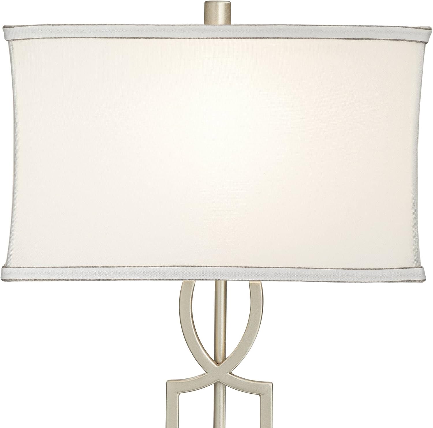 360 Lighting Evan Modern Table Lamps 28 1/2' Tall Set of 2 with USB Charging Port Brushed Nickel Silver White Rectangular Shade for Bedroom Living Room House Bedside Nightstand Office Family