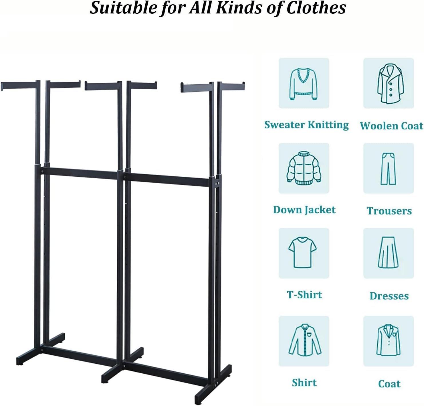 6 Arms Heavy Duty Retail Display Racks, Commercial Clothing Display Rack Stand, Adjustable Height, Garment Racks Metal for Retail Display Hanging Clothes,Gold