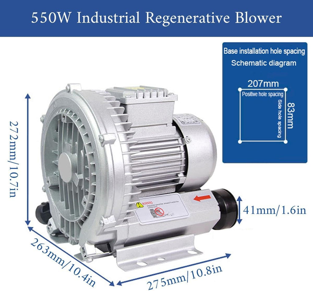 Industrial Blower Vortex Ring Blower Large Airflow Type fish pond aerator Regenerative Blower strong centrifugal fan High pressure Blower 110V 250/350/550W(550W)