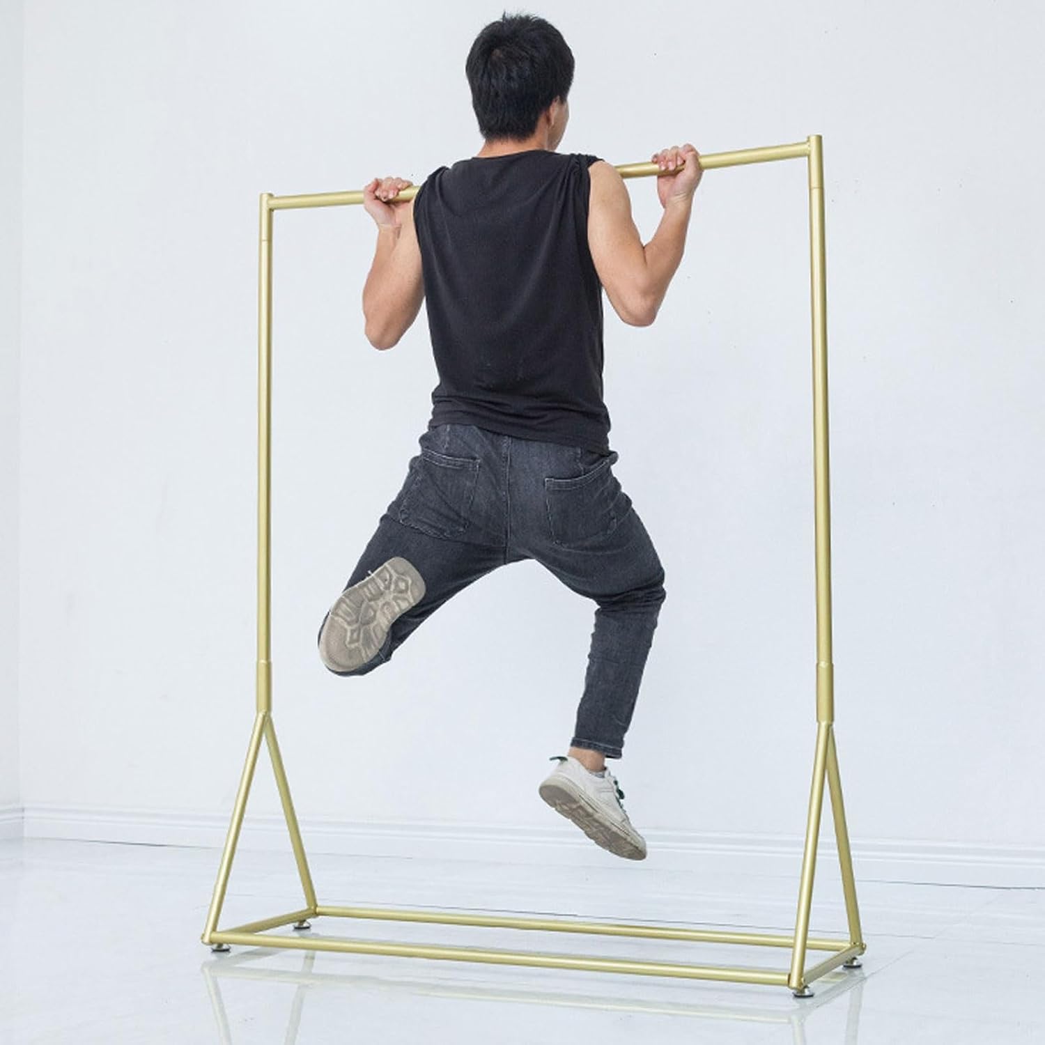 Modern Standing Coat Rack Thickened Pipe High Load-Bearing Metal Coat Rack Freestanding Clothing Rack Garment Racks for Hanging Clothes (Color : Gold, Size : 100 * 40 * 130cm)