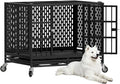 42 Inch Heavy Duty Dog Crate with Wheels,Indestructible Escape-Proof Dog Kennel with Locking Latch and Double Door,Extra Large XL XXL Crate Indoor for Large and Medium Dog with Removable Tray