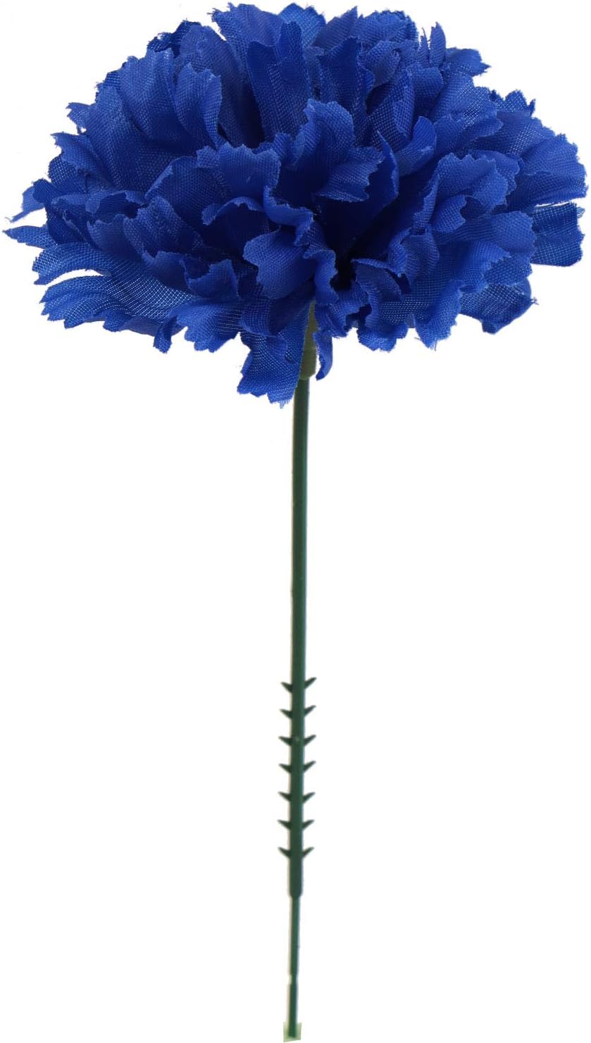 Larksilk 500 Pack Royal Blue Carnations Artificial Flowers, Silk Heads | Bulk 500 royal blue silk carnation heads on 5in wired stems for wedding centerpieces, bouquets, arches & DIY crafts
