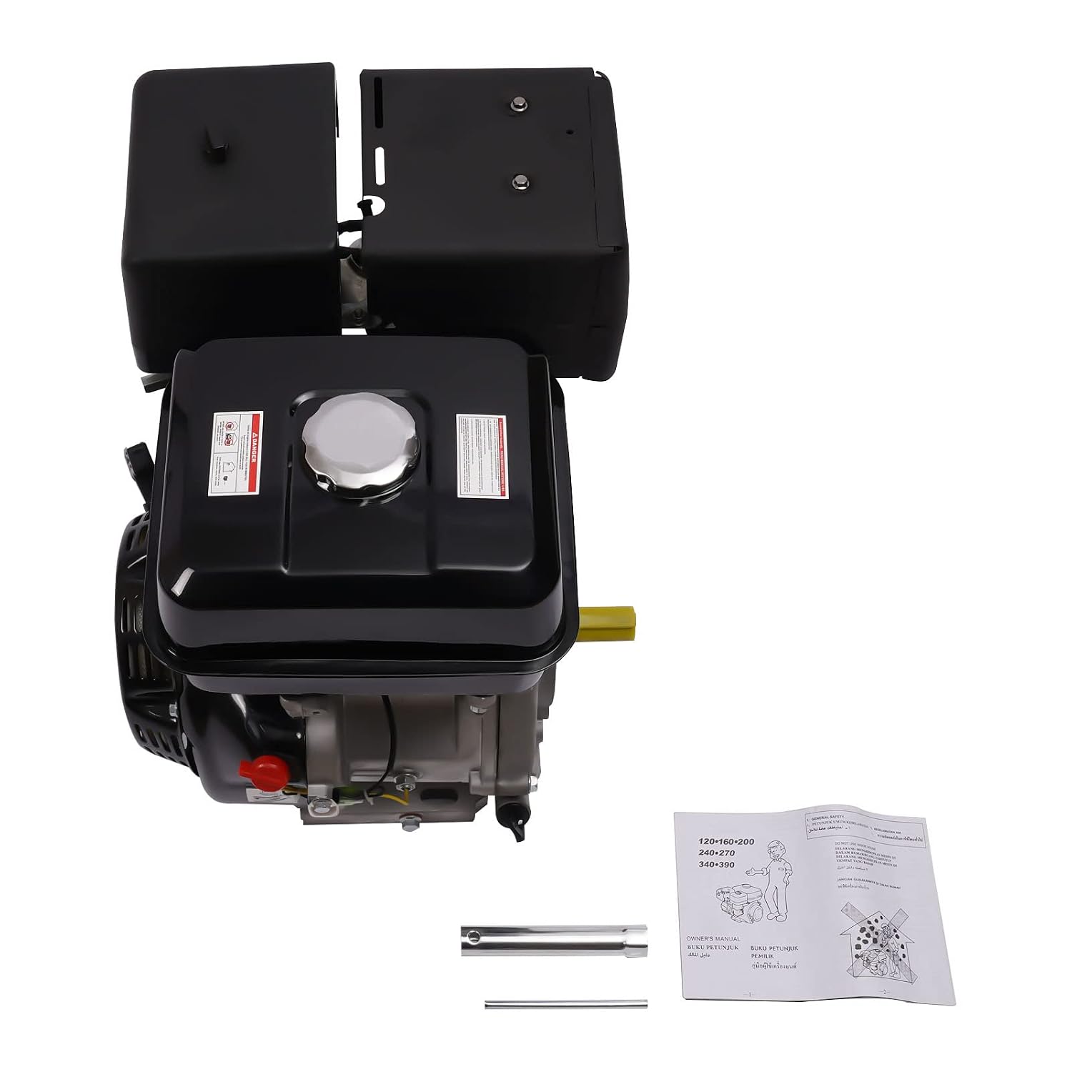 Gas Engine Motor 15HP 4 Stroke OHV Single Cylinder Horizontal Gasoline Petrol Engine Go Kart Motor Manual Recoil Starter 9.7KW 3600RPM Air Cooling Garden Tiller Cultivator Motor