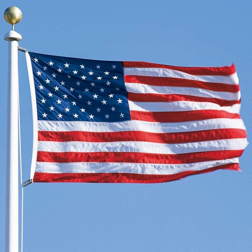 American Flag for Outside 12x18 ft, Embroidered Stars, Sewn Stripes, Brass Grommets Outdoor USA Flag Super Tough Tearproof Spun Polyester US Flag, Giant High Wind United States Flags
