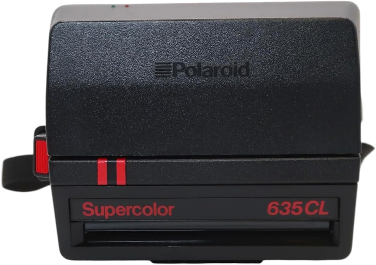 Polaroid 635 CL Supercolor Red Stripes Instant Film Camera – Vintage 600 Type Camera with Built-in Flash (Renewed)