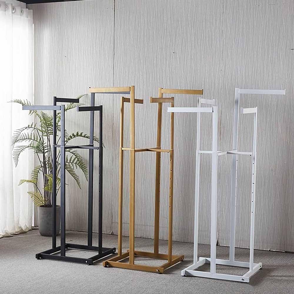 Industrial Pipe Clothing Rack, Adjustable Metal Clothing Store Display Stands, Floor-Standing Hanging Garment Rack, for Hanging Clothes,Gold