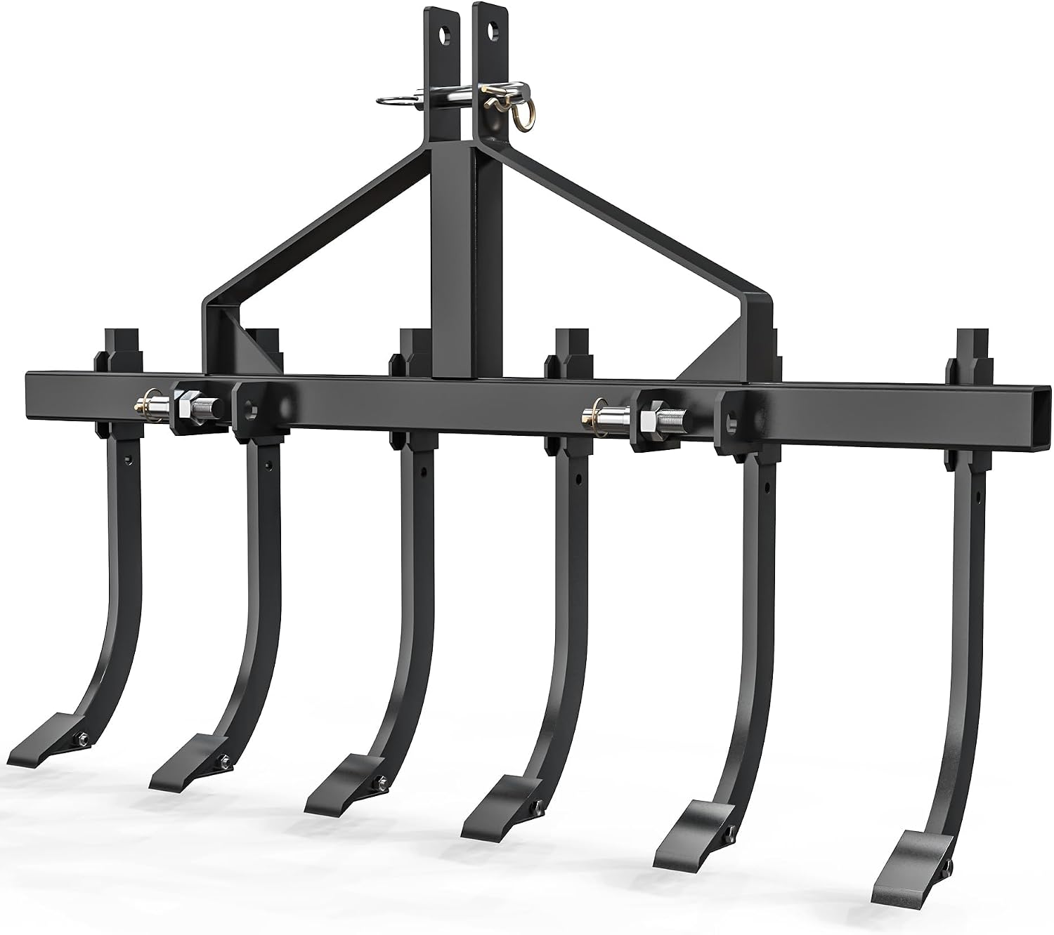 YINTATECH Heavy-Duty 3 Point Chisel Plow Scarifier, 48 Inch Plow Scarifier Implement, Detachable Cultivator with 6 Scarifier Shank, 3 Point Scarifier for Tractor CAT-1, Black