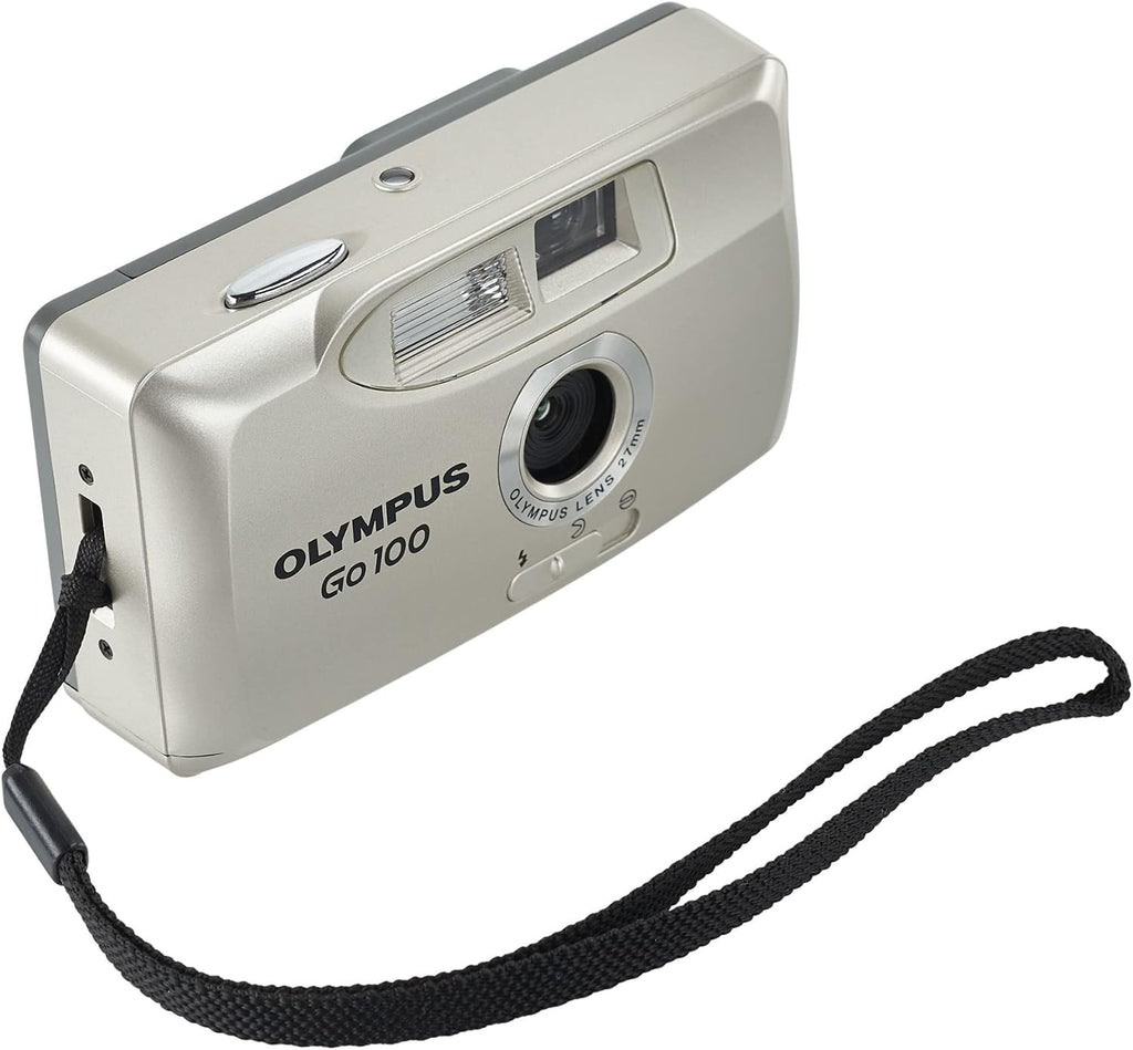 Olympus Go 100 Flash Motorized 35mm Film Camera – Compact Point & Shoot | Built-In Flash | Silver (Renewed)