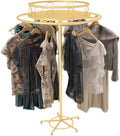 Floor-Standing Rotatable Clothing Rack, Multi-Functional Commercial Round Garment Racks for Hanging Clothes, Clothing Organize Rack for Commercial Retail,Gold,Width27.6in