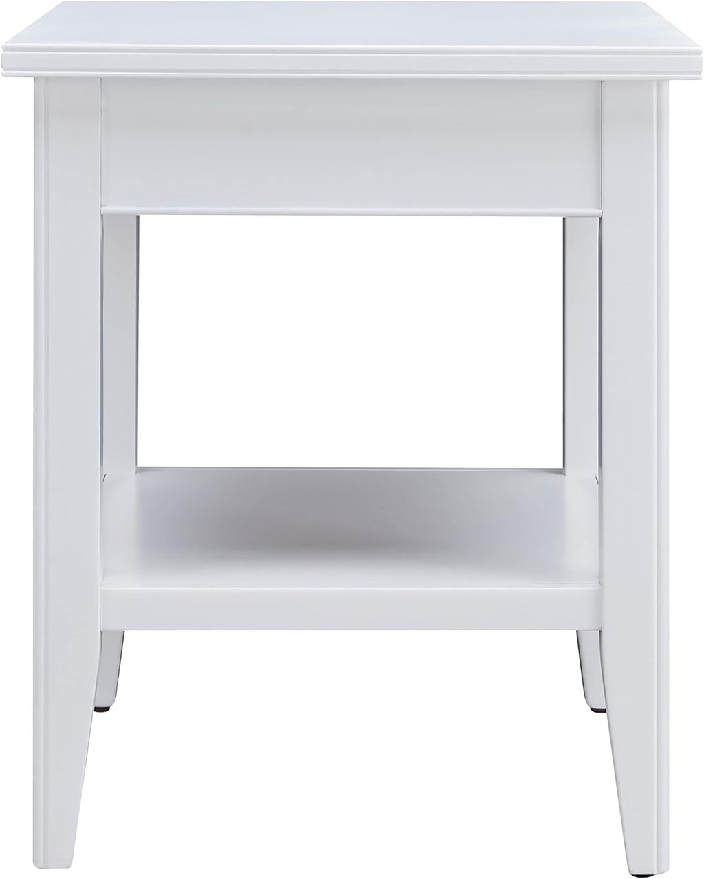 Leick Home Laurent 20 in. Solid Wood End Table with Shelf and Drawer, White, 10507-WT