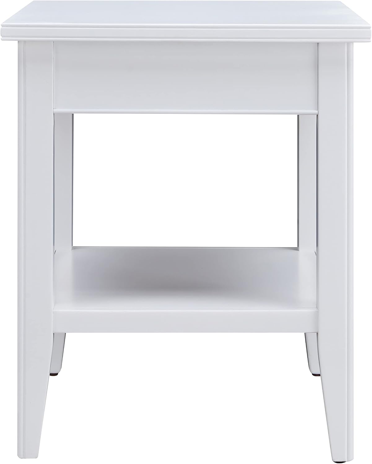 Leick Home Laurent 20 in. Solid Wood End Table with Shelf and Drawer, White, 10507-WT
