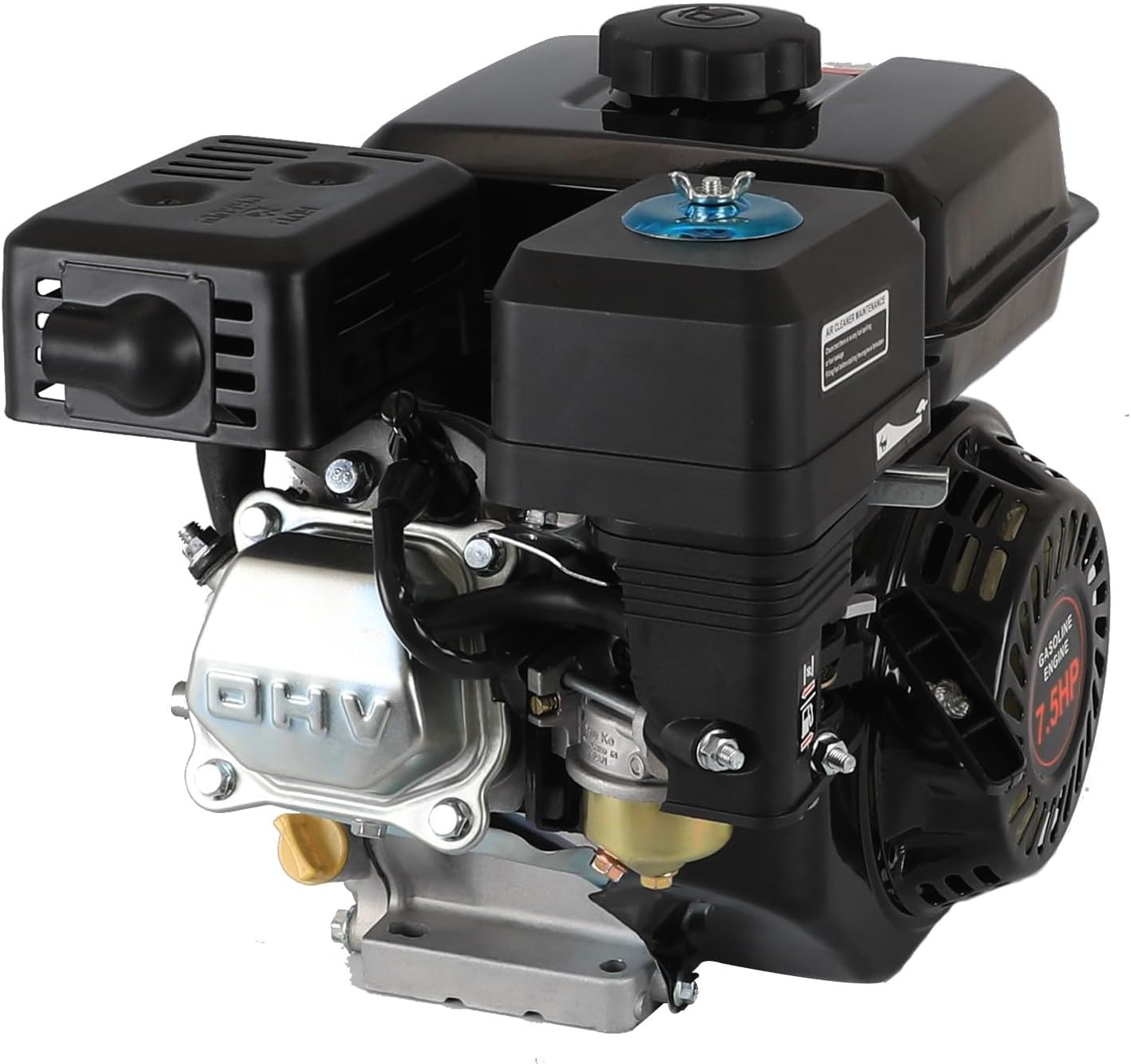 ZARKO 168F 7HP 210cc GX160 OHV Horizontal Shaft Gas Engine, 4-Stroke Recoil Start Motor for Go Kart Compressor Log Splitter Pressure Washer Water Pump Tiller Cultivator