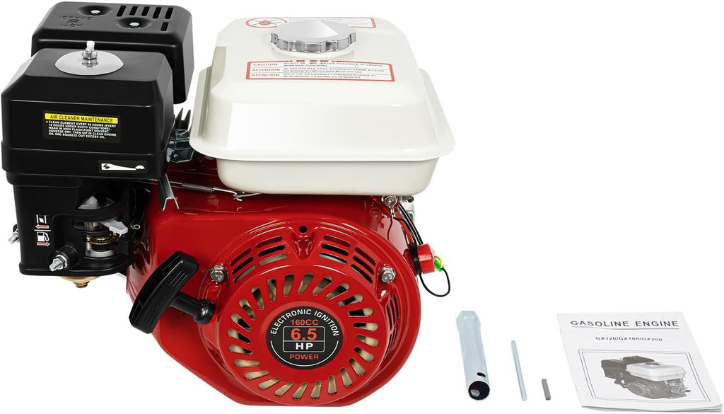 4-Stroke Gas Engine, Multi-Use Engine Gas Powered, Portable Gas Engine Motor with Air Cooling Pull Start, Home Back Up, Industrial Grade Outdoor Power Equipment, 160cc, 6.5HP (4-Stroke 6.5HP Red)