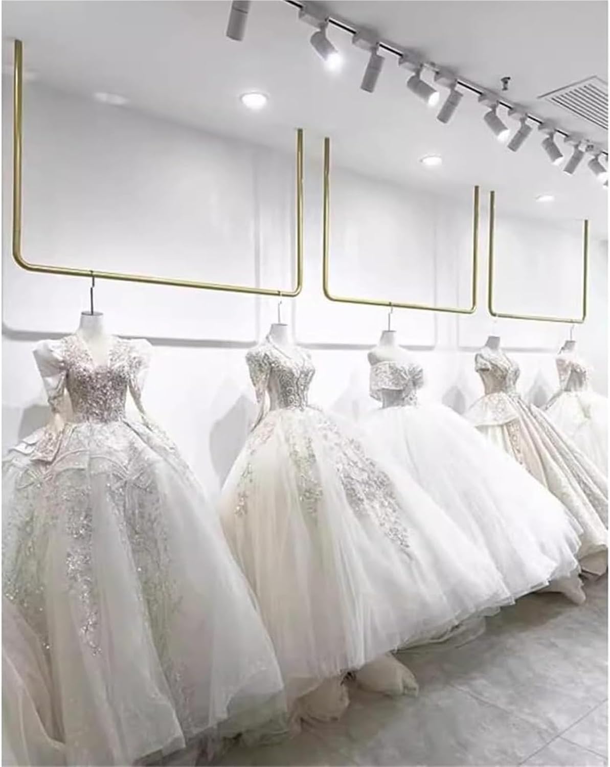 Closet Hanging Rod,Hanging Closet Rod, Wedding Dress Display Shelf Retail Store Garment Rack Ceiling Mount(100x80cm)